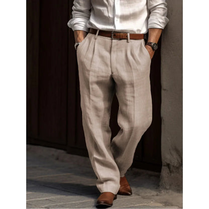 Men's Linen Loose Fit Business Trousers