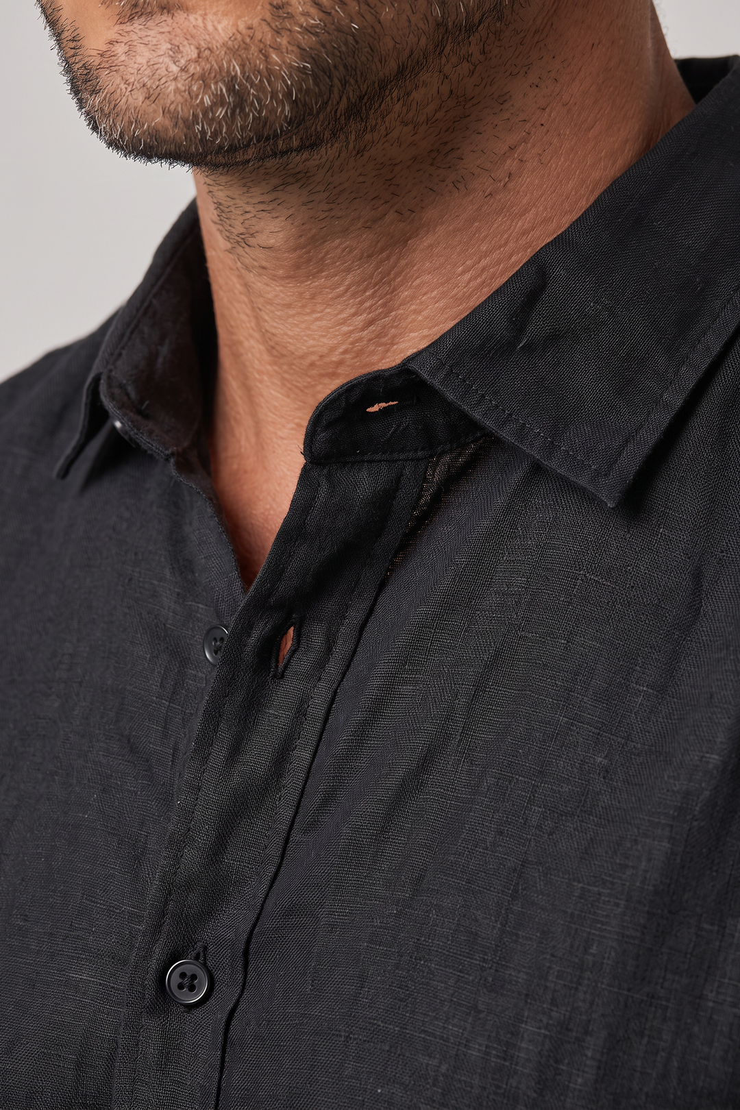 Men's Linen Regular Fit Long Sleeve Shirt with Open Collar