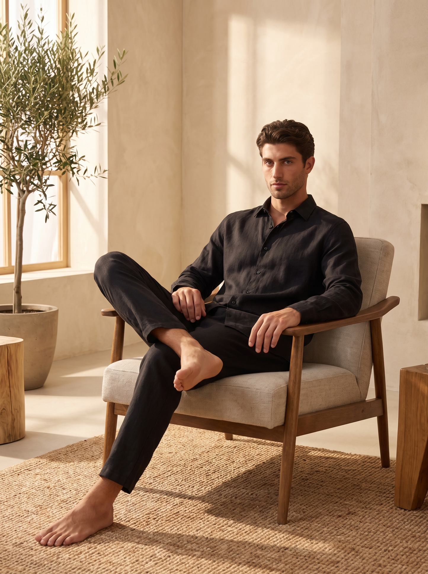 Men's Linen Shirt and Trousers Set
