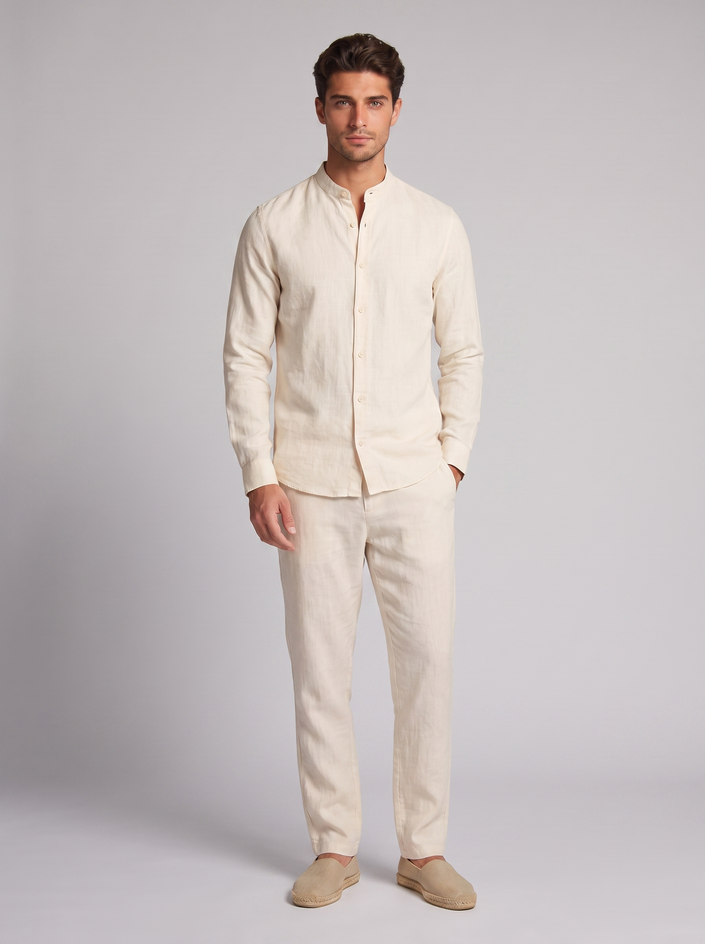 Men's Linen Shirt and Trousers Set