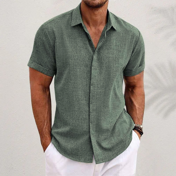 Men's Linen Short Sleeve Shirt for Summer
