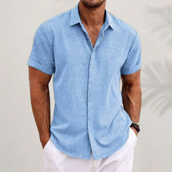 Men's Linen Short Sleeve Shirt for Summer