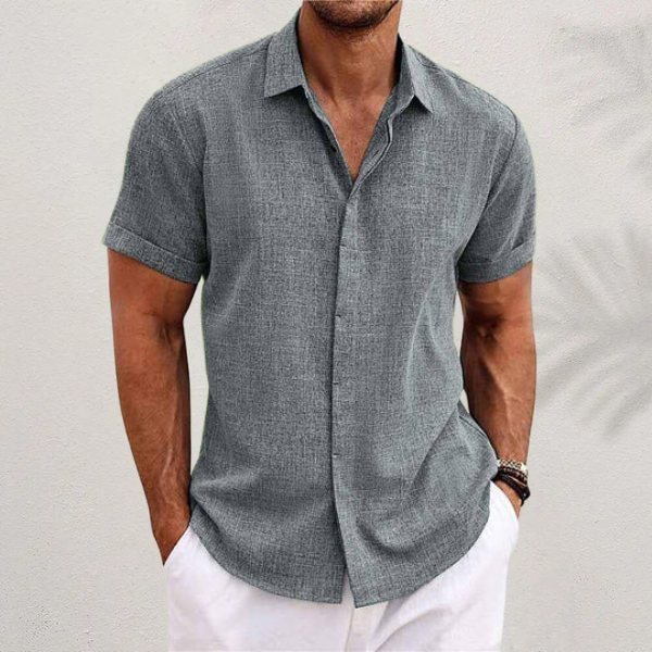 Men's Linen Short Sleeve Shirt for Summer