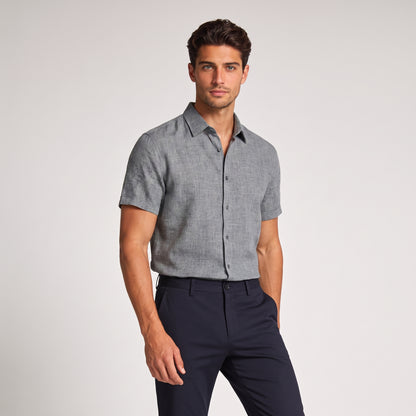 Men's Linen Short Sleeve Shirt for Summer Casual Wear