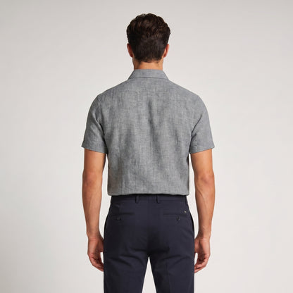 Men's Linen Short Sleeve Shirt for Summer Casual Wear