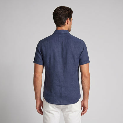 Men's Linen Short Sleeve Shirt for Summer Casual Wear