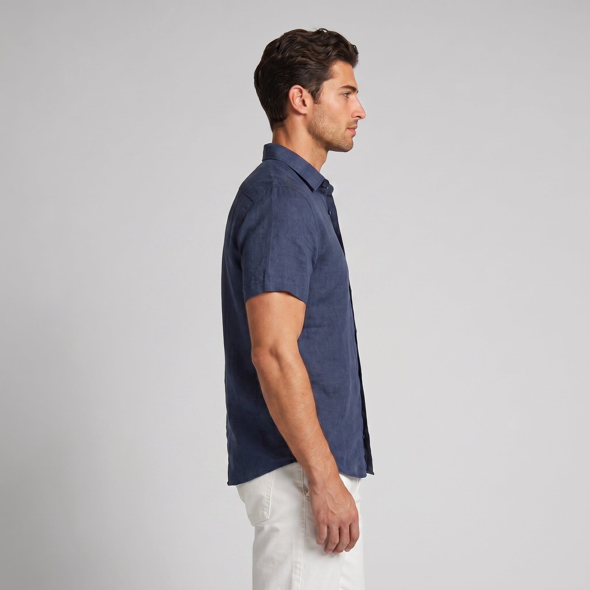 Men's Linen Short Sleeve Shirt for Summer Casual Wear