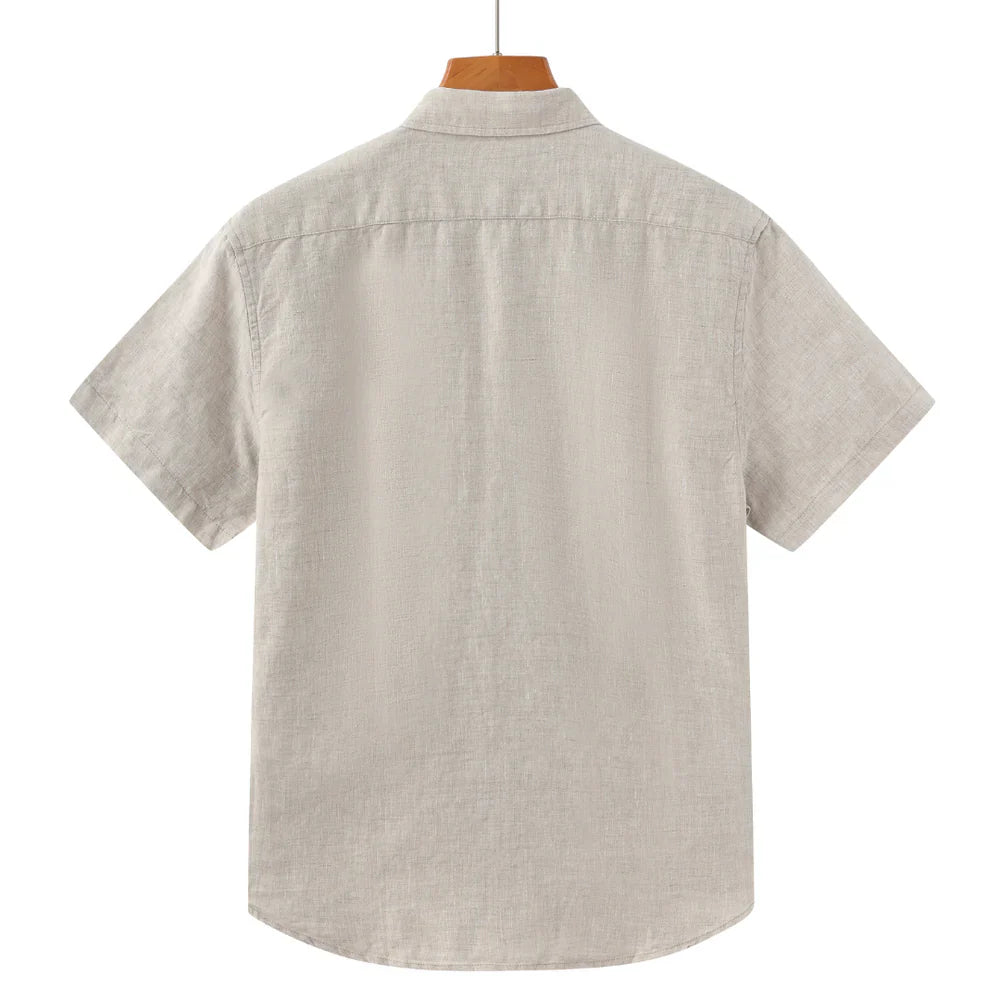 Men's Linen Short Sleeve Shirt for Summer Casual Wear