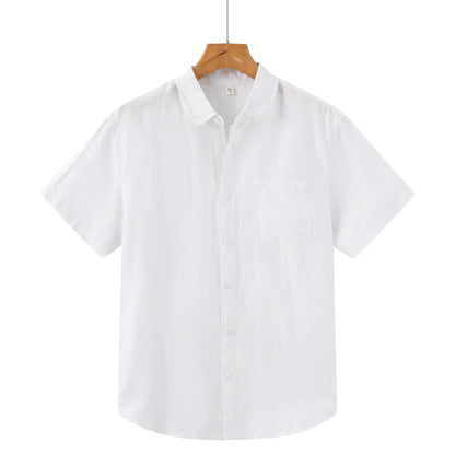 Men's Linen Short Sleeve Shirt for Summer Casual Wear