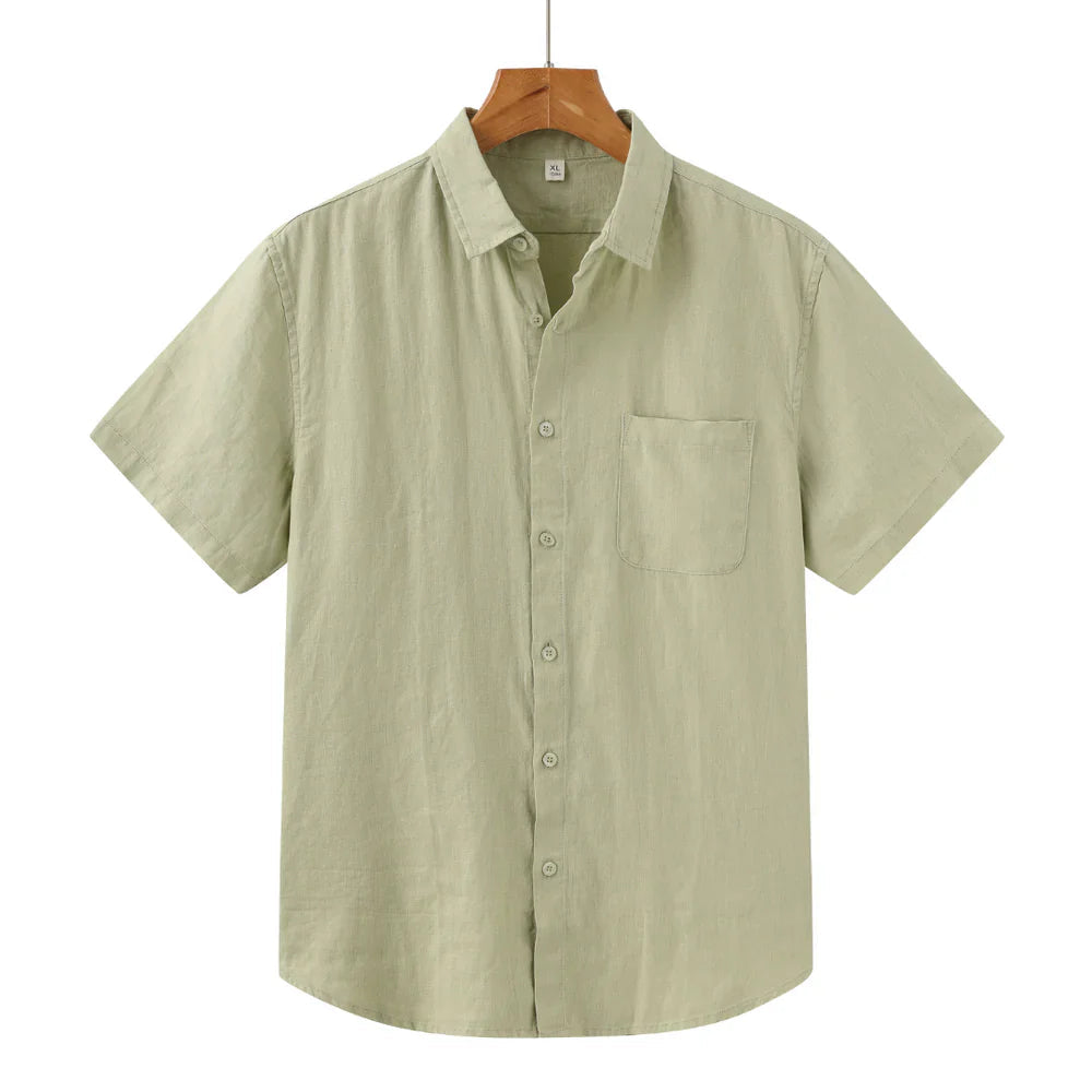 Men's Linen Short Sleeve Shirt for Summer Casual Wear