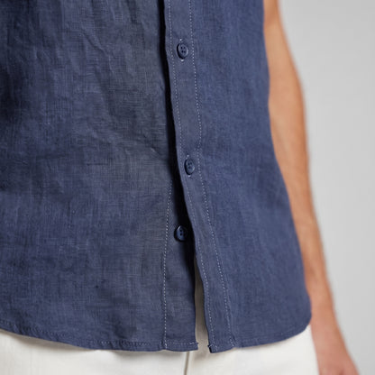 Men's Linen Short Sleeve Shirt for Summer Casual Wear