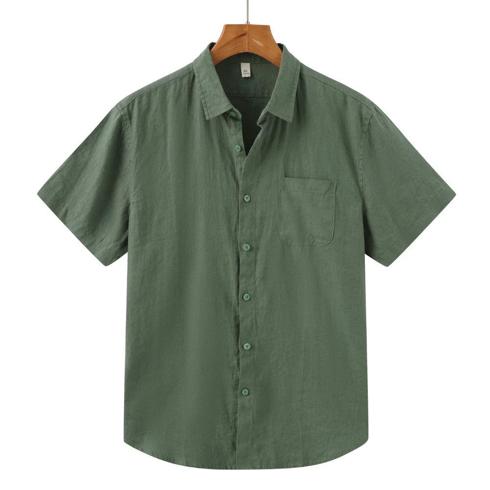 Men's Linen Short Sleeve Shirt for Summer Casual Wear
