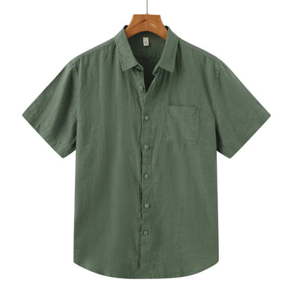 Men's Linen Short Sleeve Shirt for Summer Casual Wear