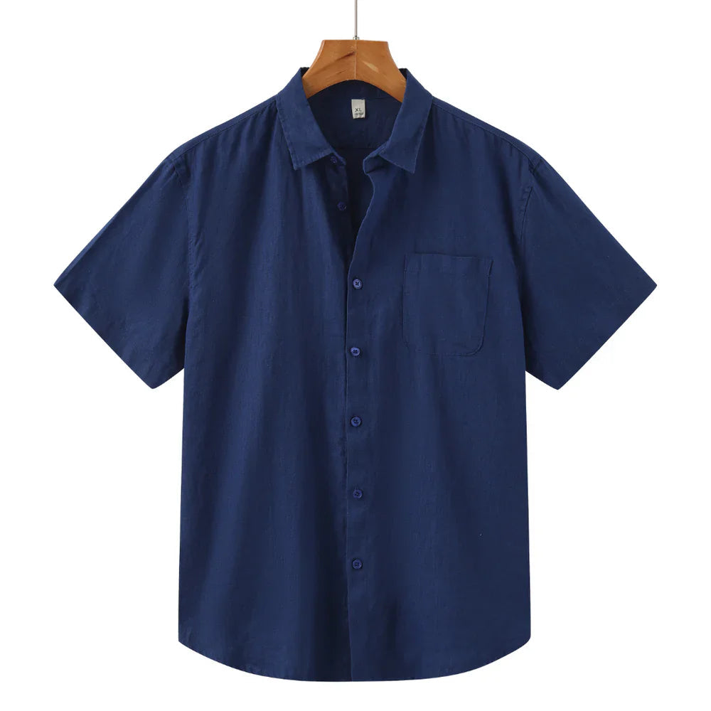 Men's Linen Short Sleeve Shirt for Summer Casual Wear