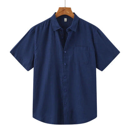 Men's Linen Short Sleeve Shirt for Summer Casual Wear