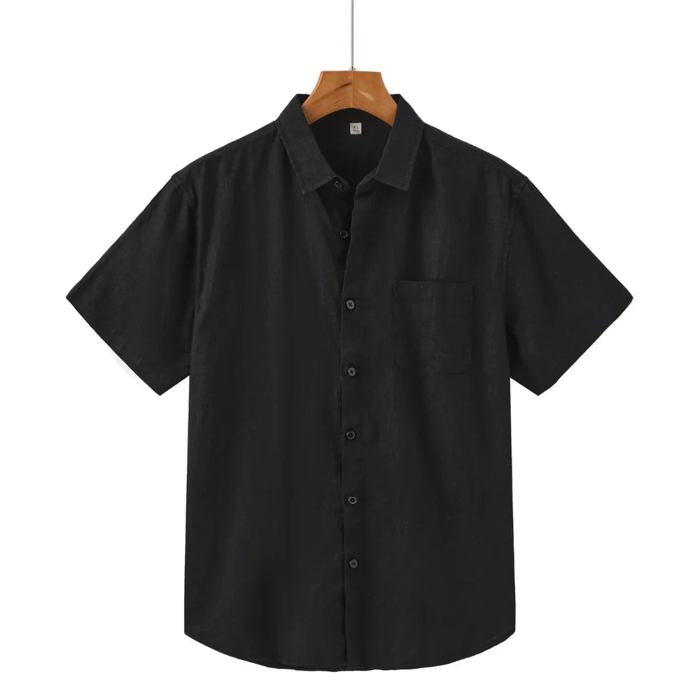 Men's Linen Short Sleeve Shirt for Summer Casual Wear