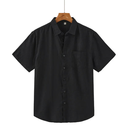 Men's Linen Short Sleeve Shirt for Summer Casual Wear