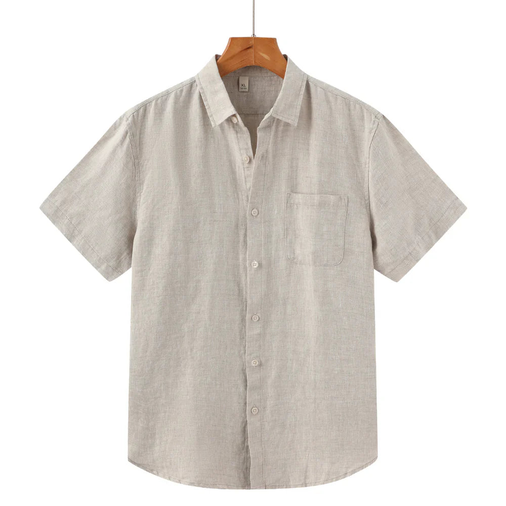 Men's Linen Short Sleeve Shirt for Summer Casual Wear