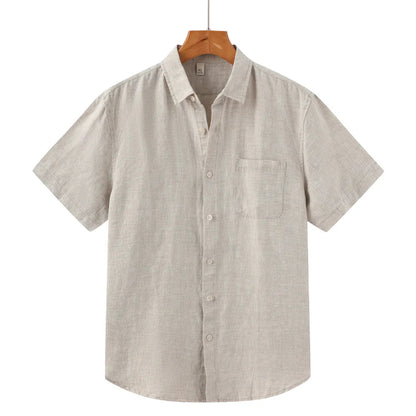 Men's Linen Short Sleeve Shirt for Summer Casual Wear