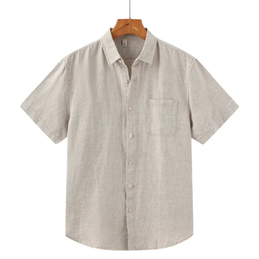 Men's Linen Short Sleeve Shirt for Summer Casual Wear