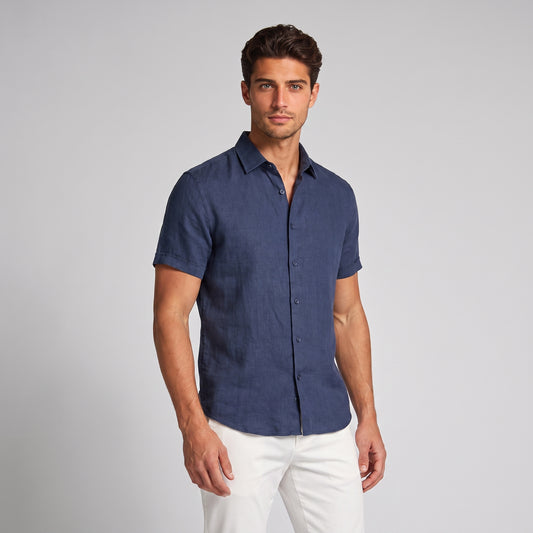 Men's Linen Short Sleeve Shirt for Summer Casual Wear