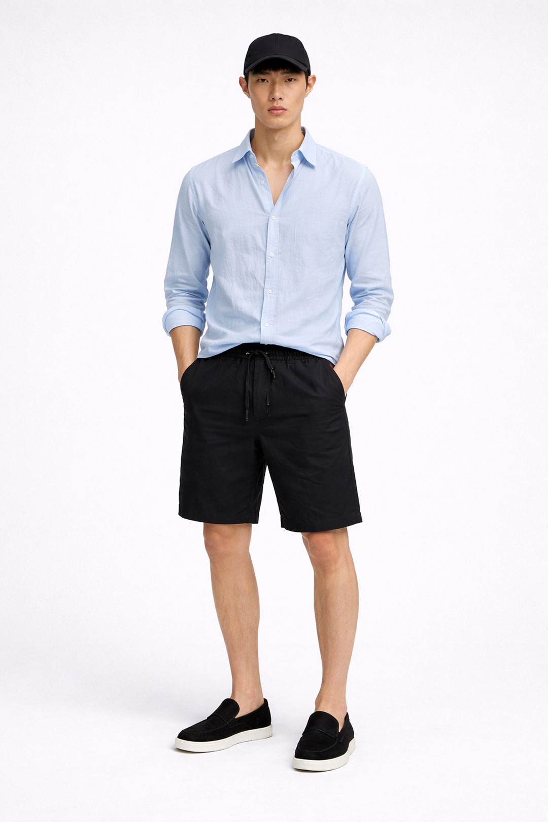 Men's Linen Shorts with Breathable Design