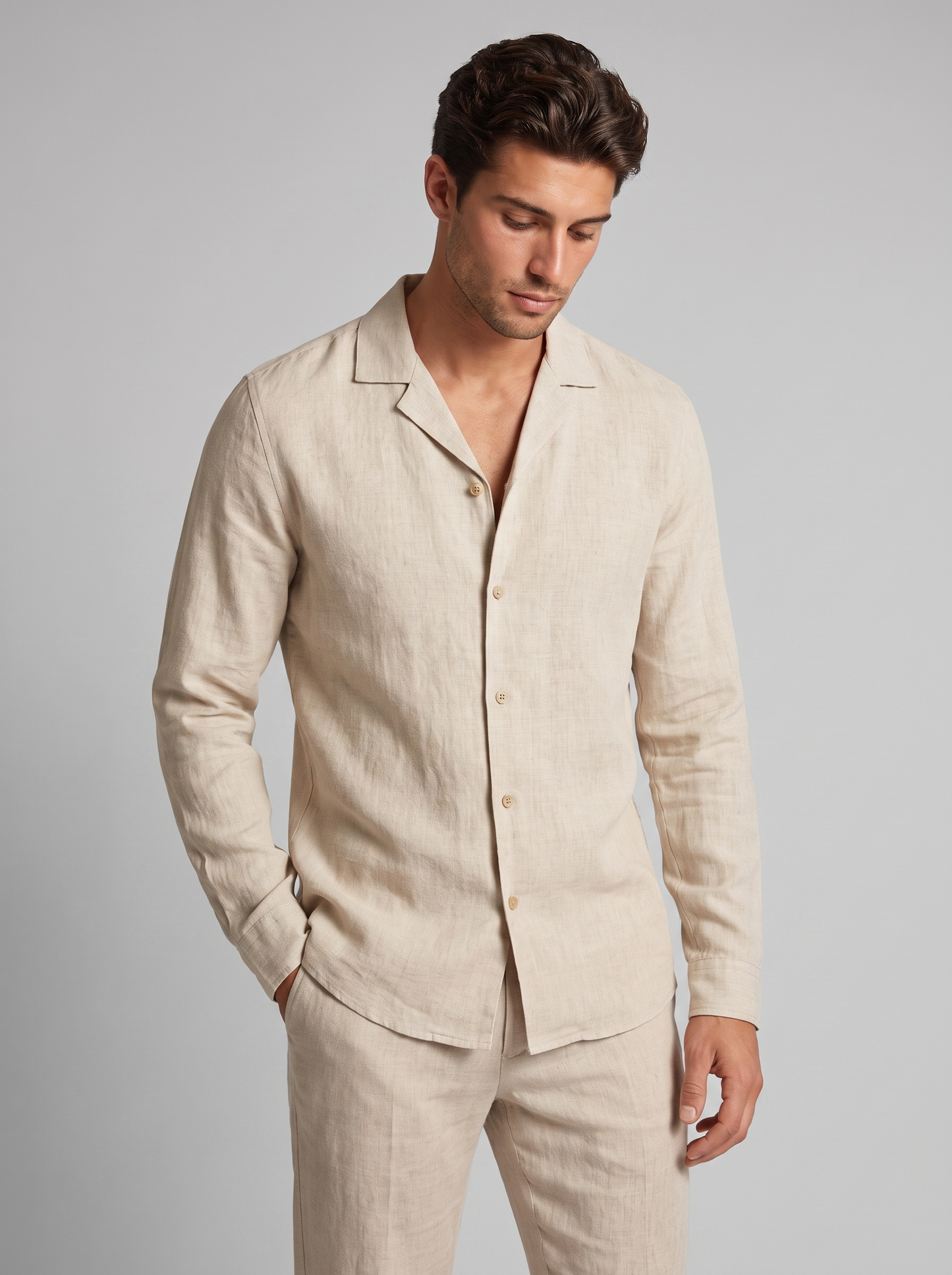 Men's Linen Summer Shirt and Trouser Set