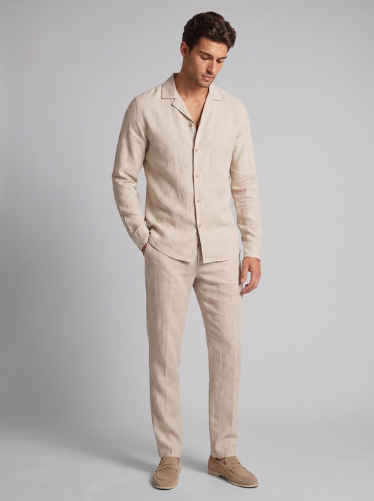 Men's Linen Summer Shirt and Trouser Set