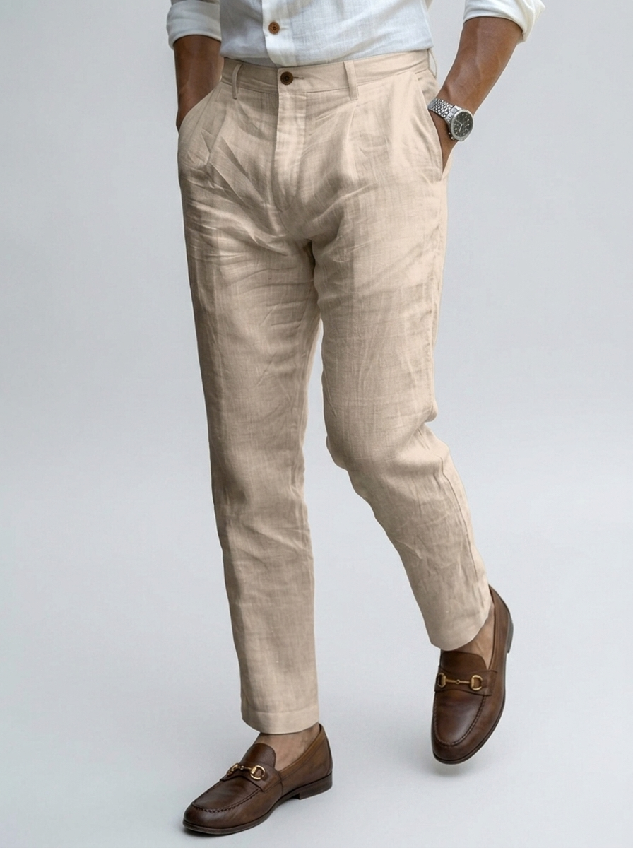 Men's Linen Summer Trousers Tapered Fit