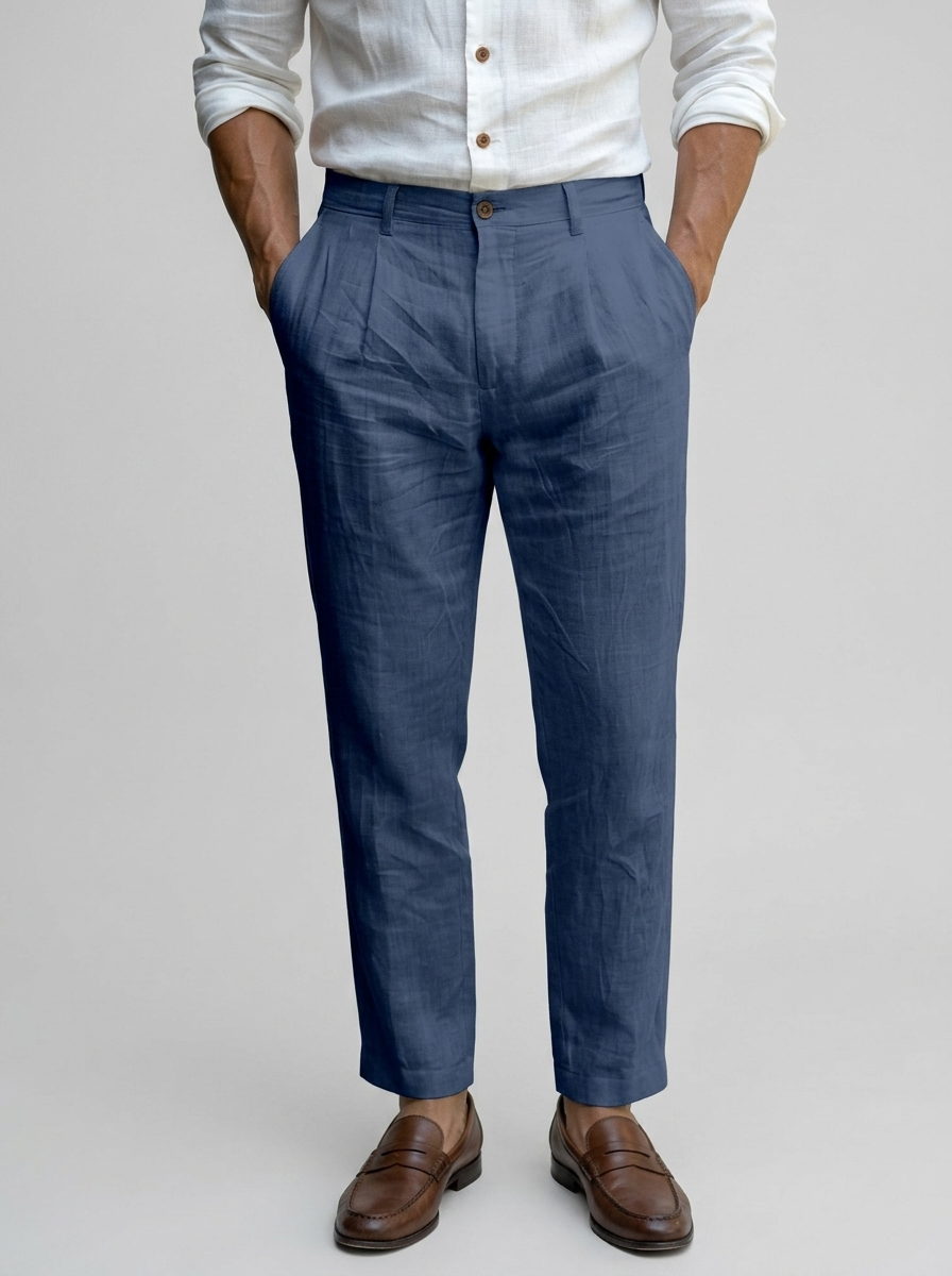 Men's Linen Summer Trousers Tapered Fit