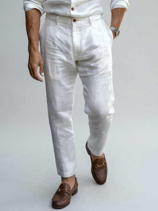 Men's Linen Summer Trousers Tapered Fit