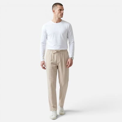 Men's Linen Tailored Trousers with Relaxed Fit