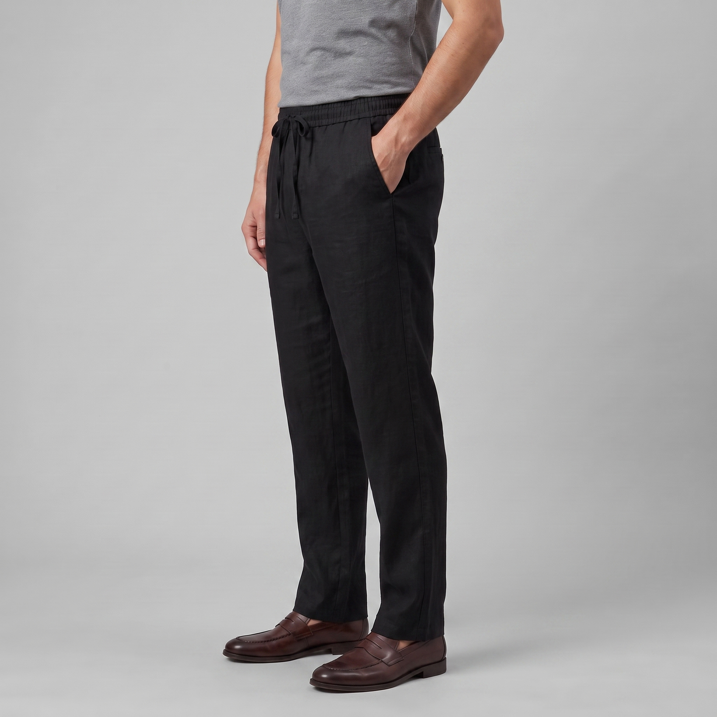 Men's Linen Wide-Leg Trousers