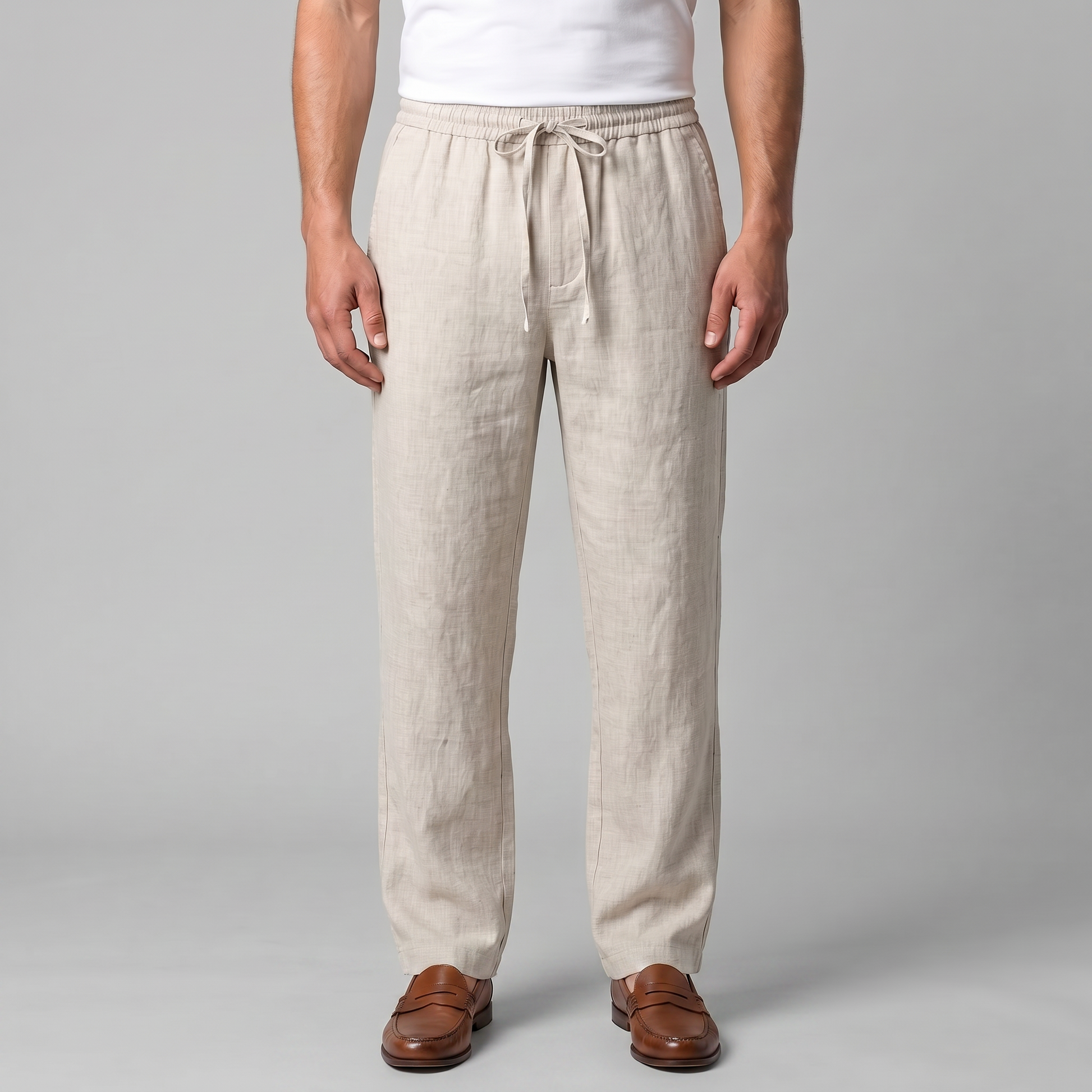 Men's Linen Wide-Leg Trousers