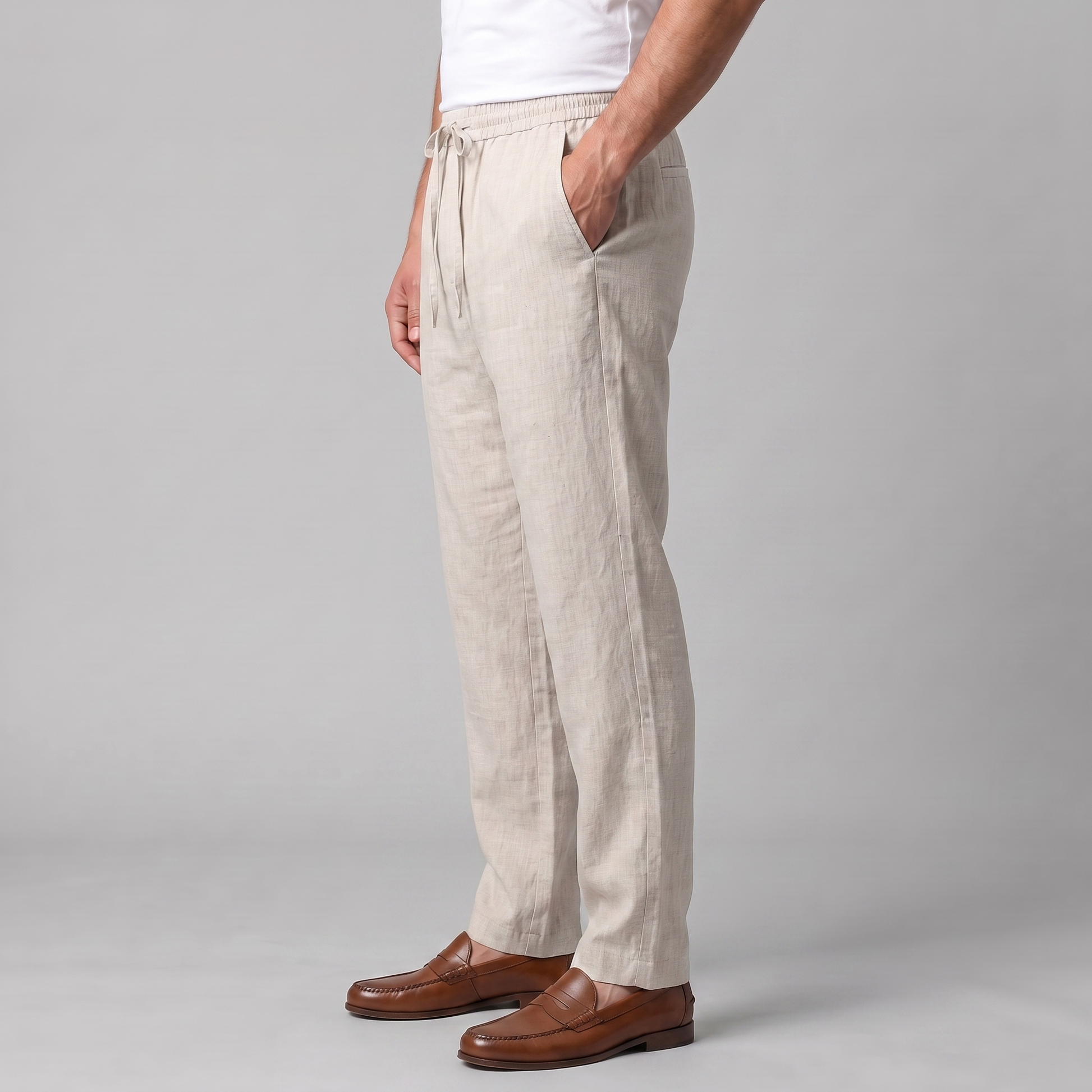 Men's Linen Wide-Leg Trousers