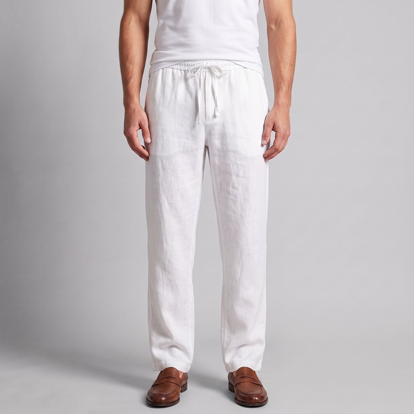 Men's Linen Wide-Leg Trousers