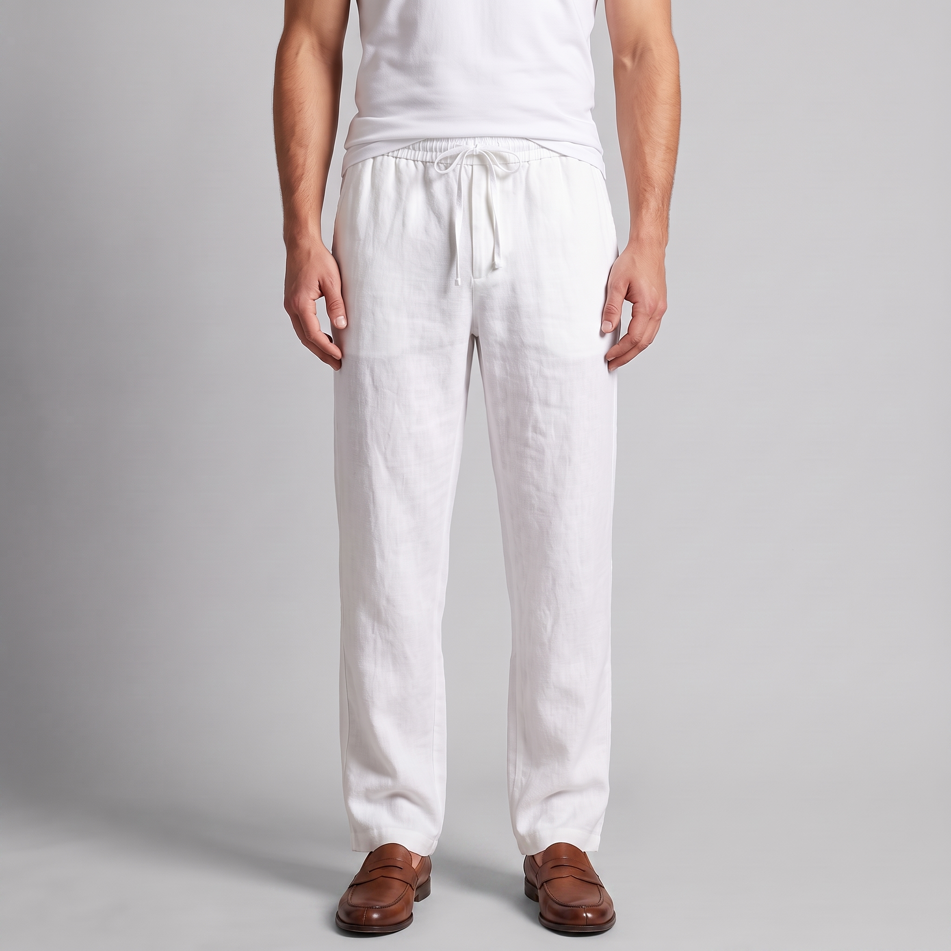 Men's Linen Wide-Leg Trousers