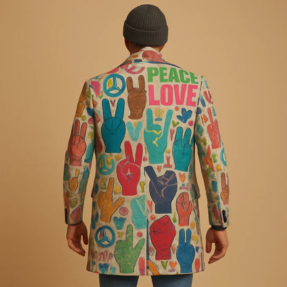 Men's Long Graphic Pattern Coat