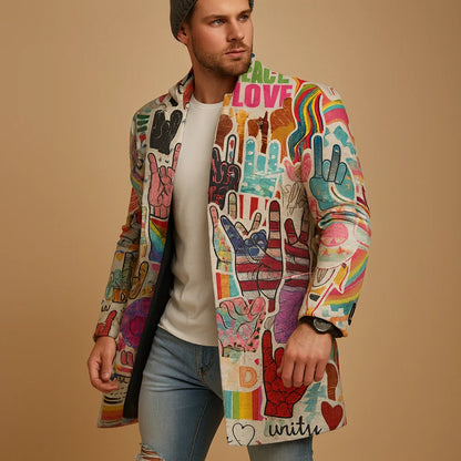 Men's Long Graphic Pattern Coat