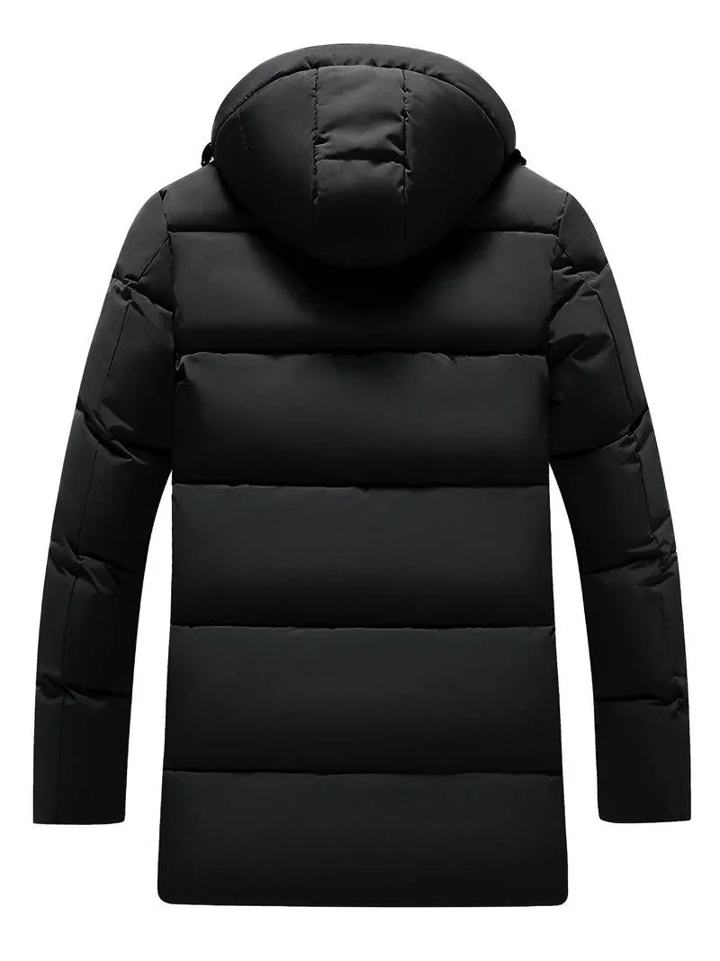 Men's Long Padded Winter Jacket with Hood