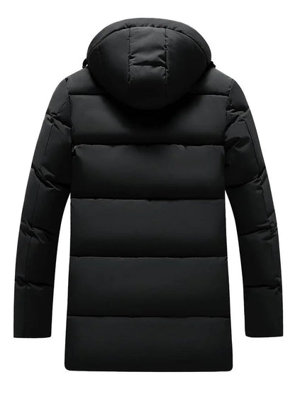 Men's Long Padded Winter Jacket with Hood