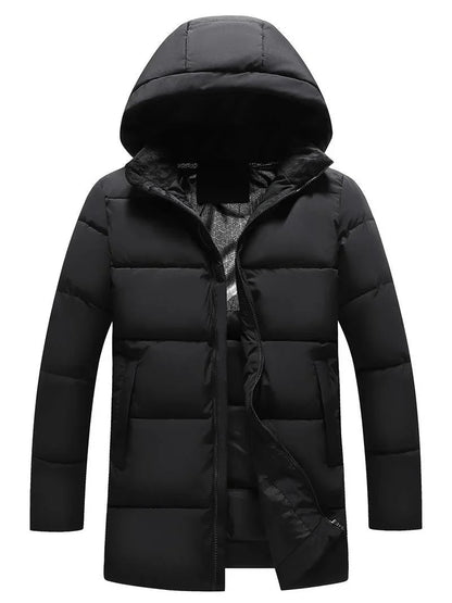 Men's Long Padded Winter Jacket with Hood