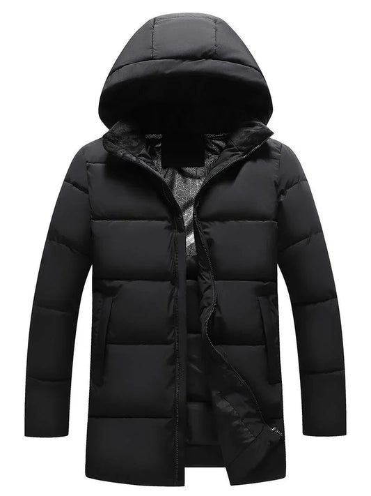 Men's Long Padded Winter Jacket with Hood