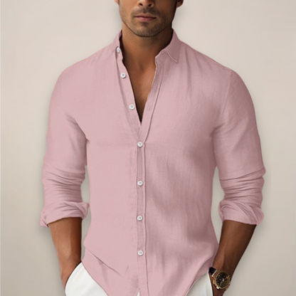 Men's Long Sleeve Band Collar Shirt