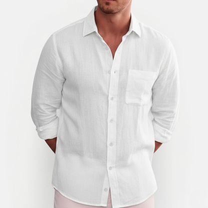 Men's Long-Sleeve Button-Down Summer Shirt