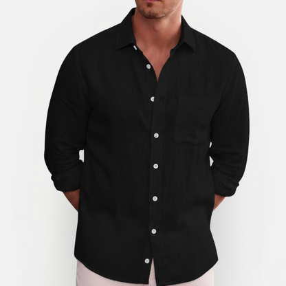 Men's Long-Sleeve Button-Down Summer Shirt