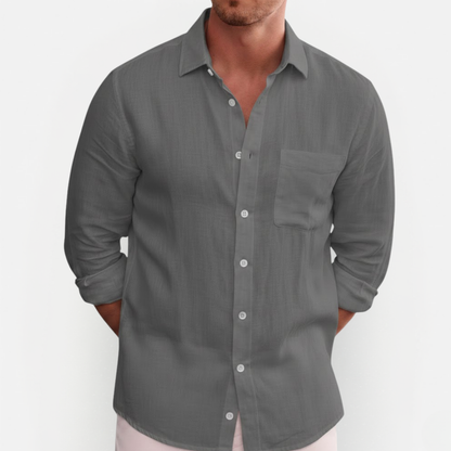 Men's Long-Sleeve Button-Down Summer Shirt