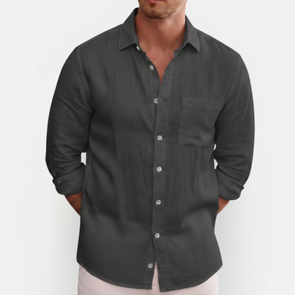 Men's Long-Sleeve Button-Down Summer Shirt