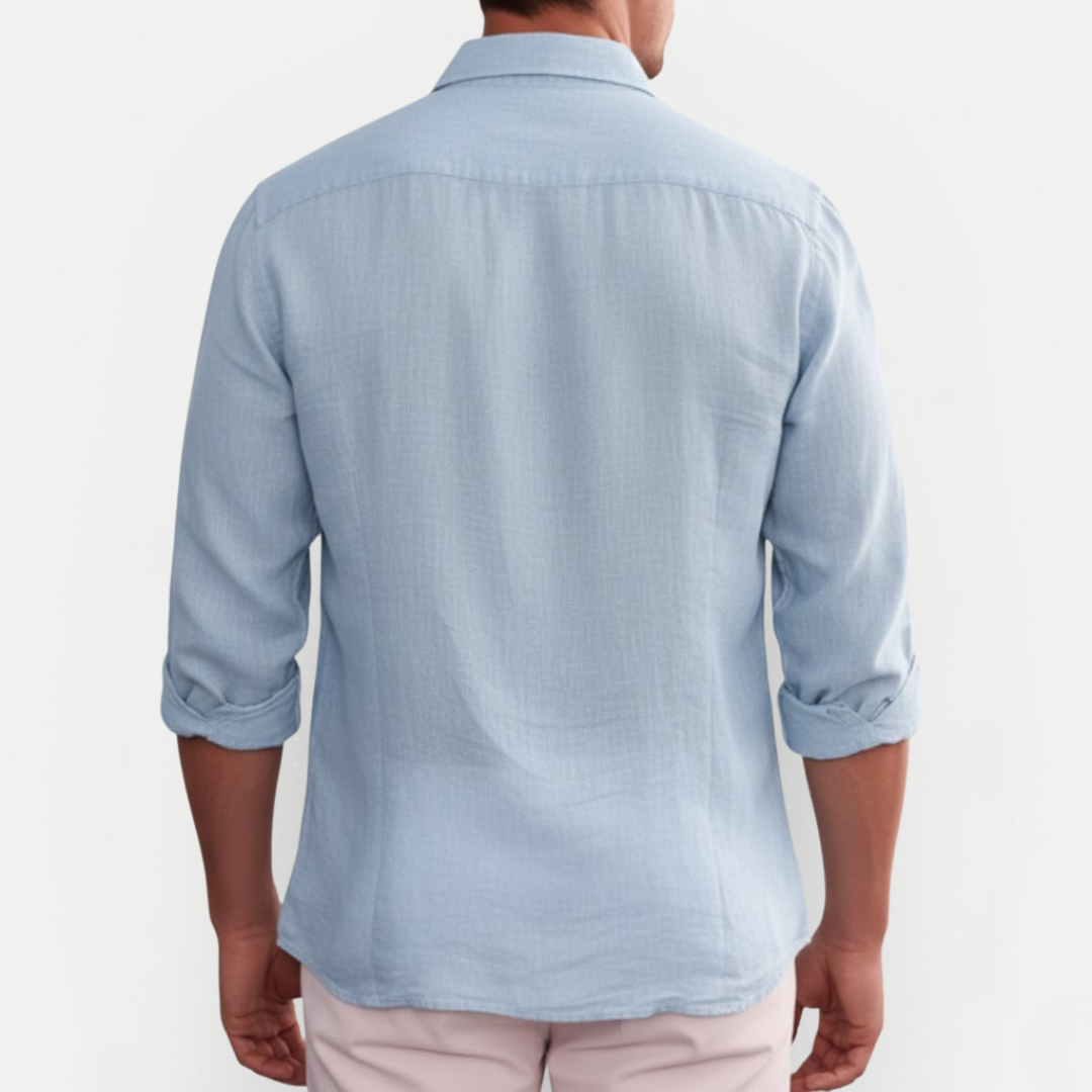 Men's Long-Sleeve Button-Down Summer Shirt