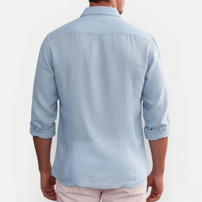 Men's Long-Sleeve Button-Down Summer Shirt
